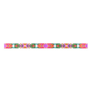 Jolly Christmas Pink Orange Modern Merry Bright Satin Ribbon