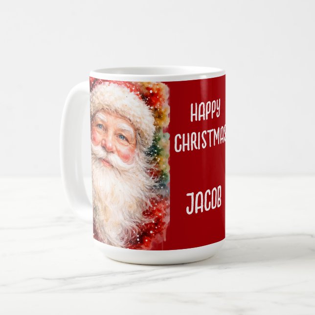 Jolly Christmas Santa Portrait Coffee Mug (Front Left)