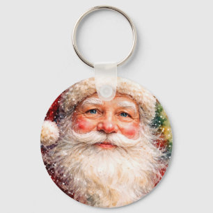 Jolly Christmas Santa Portrait Key Ring