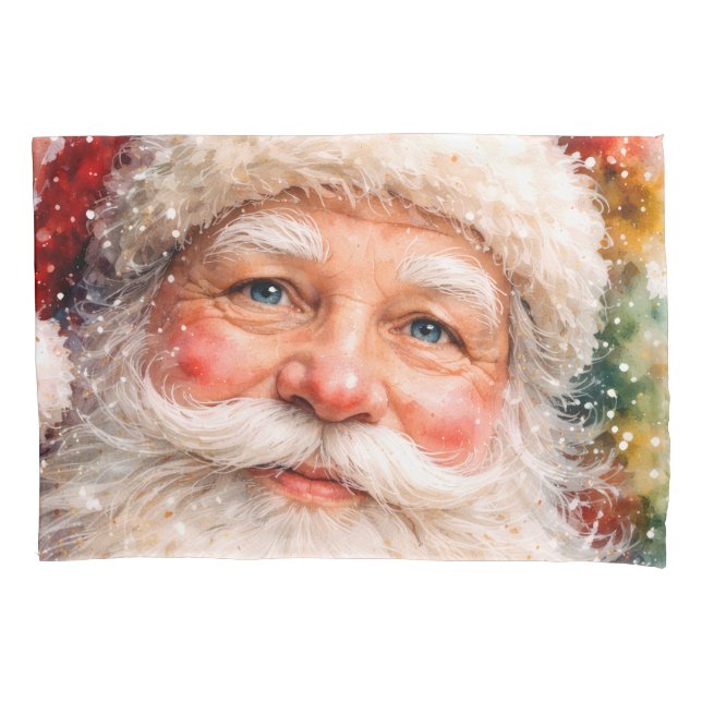 Jolly Christmas Santa Portrait  Pillowcase (Front)