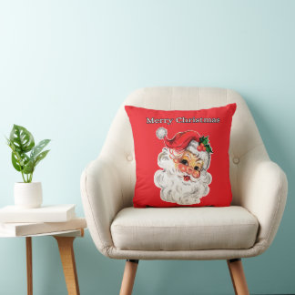 Jolly Christmas Santa Throw Pillow