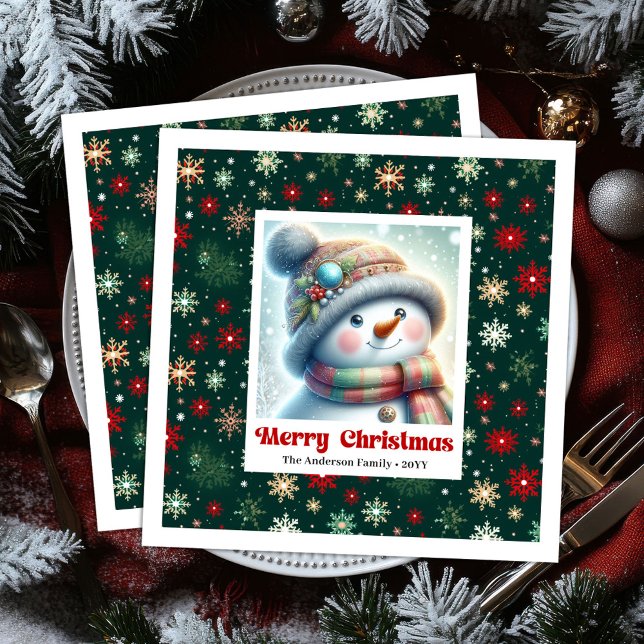 Jolly Christmas snowman watercolor kids napkins (Jolly Christmas snowman watercolor kids napkins)
