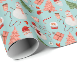 Jolly Christmas Time Wrapping Paper - Light Blue