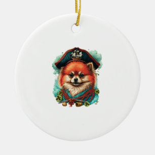 jolly corgis in blue ceramic ornament