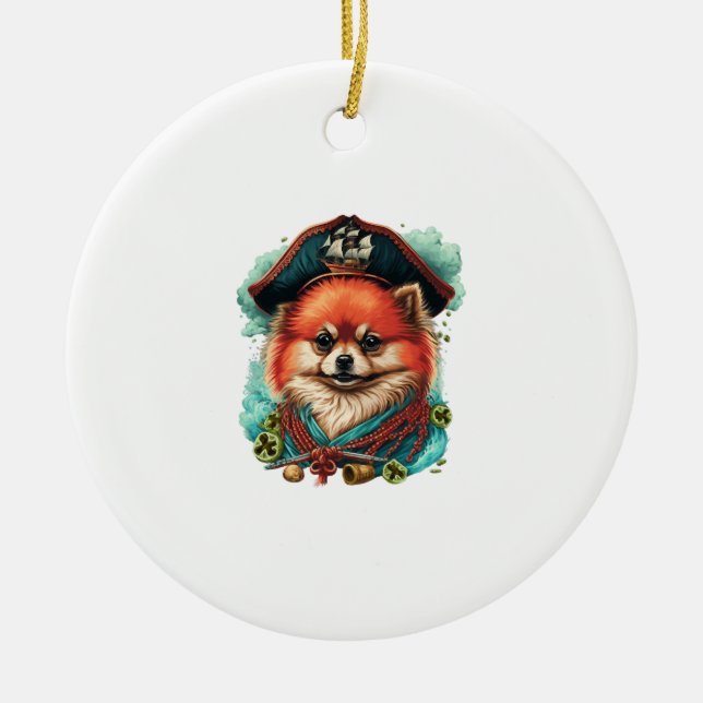 jolly corgis in blue ceramic ornament (Front)