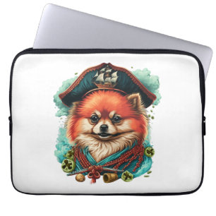 jolly corgis in blue laptop sleeve