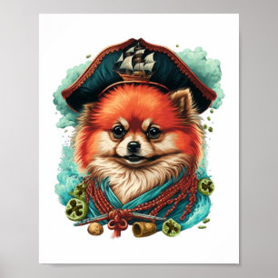 jolly corgis in blue poster