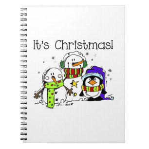 Jolly Cute Snowmen and Penguins It's Christmas Notebook