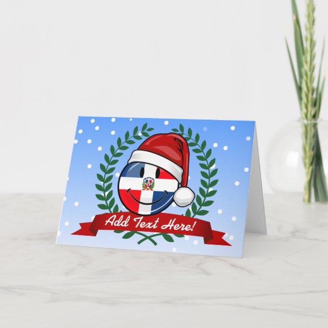 Jolly Dominican Republic Flag Christmas Holiday Card (Front)