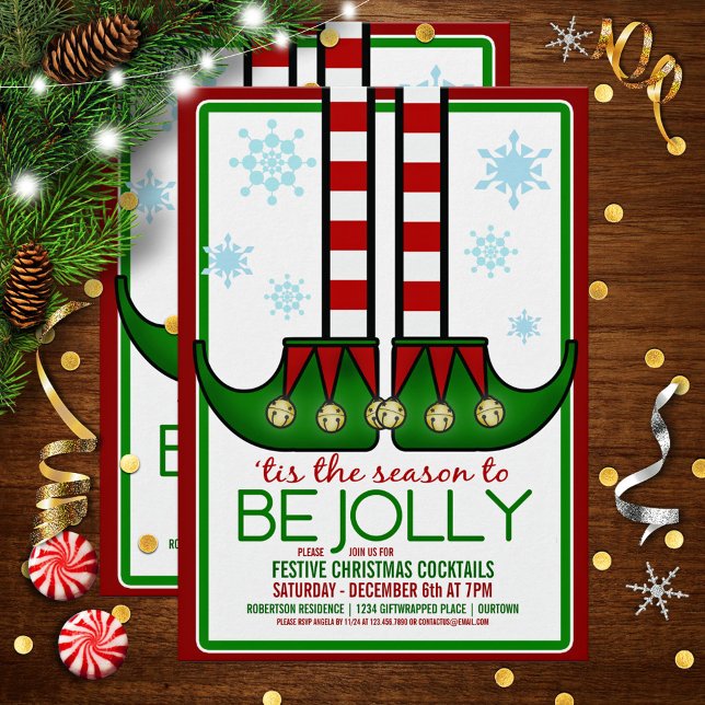 Jolly Elf Christmas Cocktail Party Invitation (Creator Uploaded)