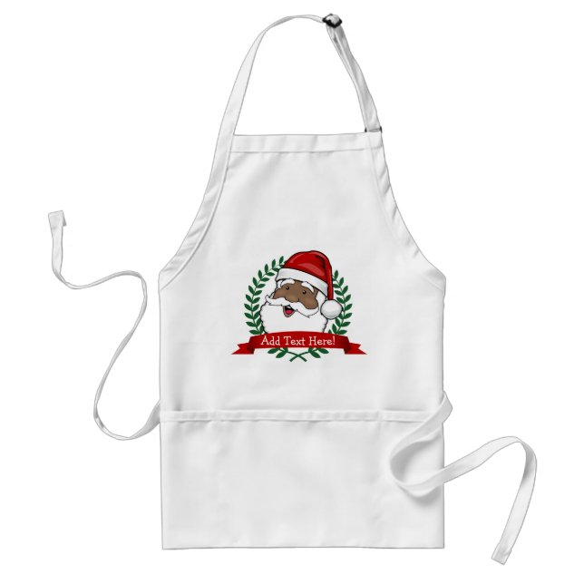 Jolly Ethnic Santa Custom Text Christmas Standard Apron (Front)