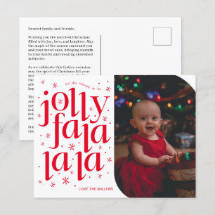 Jolly Fa La La La Whimsical Photo Holiday Postcard