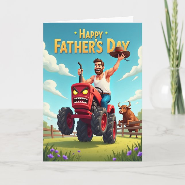 Jolly Fathers Day Tractor Card (Front)