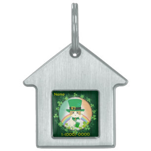 Jolly Ginger Tabby Irish Cheer Pet ID Tag