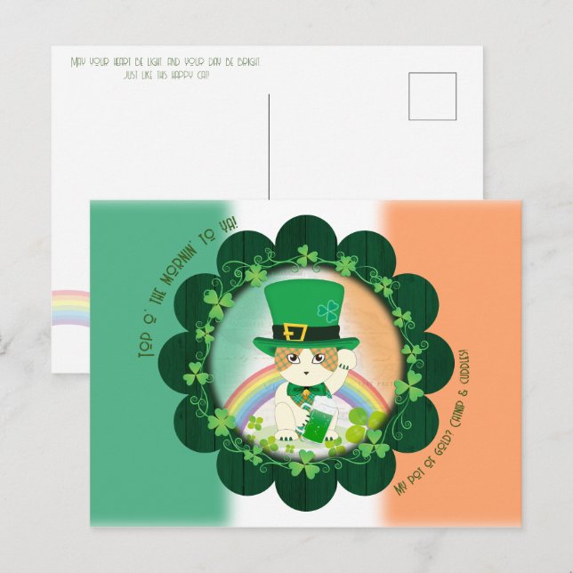 Jolly Ginger Tabby Irish Cheer Postcard (Front/Back)