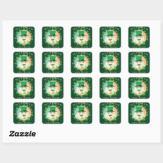 Jolly Ginger Tabby Irish Cheer Square Sticker (Sheet)