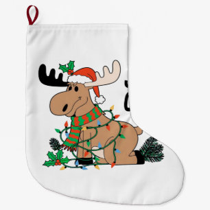 Jolly Glow Christmas Reindeer Santa Xmas Holiday Large Christmas Stocking