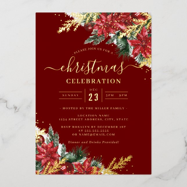 Jolly Gold Leaf Foliage Christmas Party       (Front)