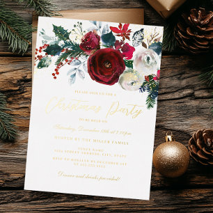 Jolly Gold Shimmer Flowers Christmas Party      