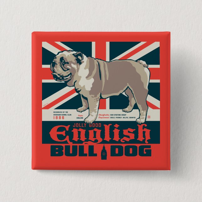 Jolly Good English Bulldog 15 Cm Square Badge (Front)