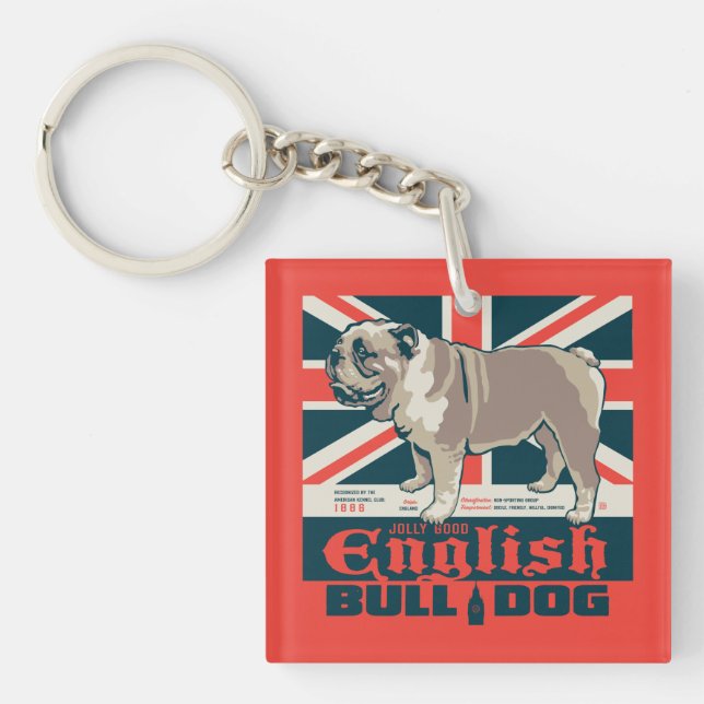 Jolly Good English Bulldog Key Ring (Front)
