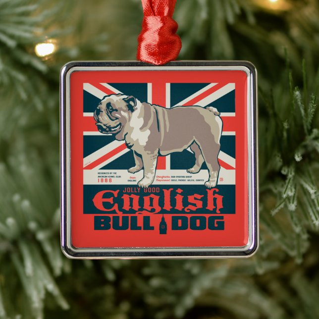 Jolly Good English Bulldog Metal Ornament (Tree)