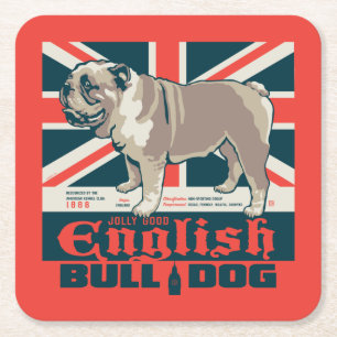 Jolly Good English Bulldog Square Paper Coaster