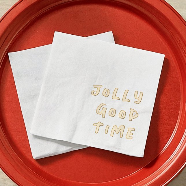 Jolly Good Time Playful Foil Napkins (Jolly Good Time Playful Festive Gold Foil Napkins)