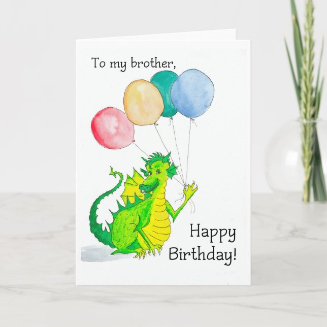 Jolly Green Dragon Brother Birthday Card (Front)