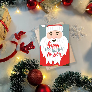 Jolly Ho Ho Ho Santa Christmas Greeting Flat Holiday Card