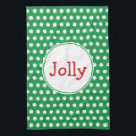 Jolly Holiday Kitchen Towel<br><div class="desc">A festive green and white polka dot pattern decorate this jolly holiday kitchen towel. The design is from original art.</div>