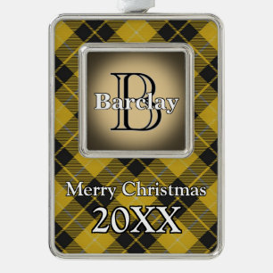 Jolly Holidays Clan Barclay Tartan Silver Plated Framed Ornament