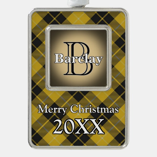 Jolly Holidays Clan Barclay Tartan Silver Plated Framed Ornament (Front)