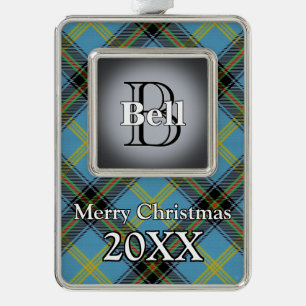 Jolly Holidays Clan Bell Tartan Silver Plated Framed Ornament
