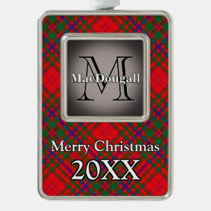 Jolly Holidays Clan MacDougall Tartan Silver Plated Framed Ornament