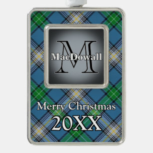 Jolly Holidays Clan MacDowall Tartan Silver Plated Framed Ornament