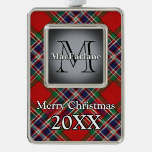 Jolly Holidays Clan MacFarlane Tartan Silver Plated Framed Ornament