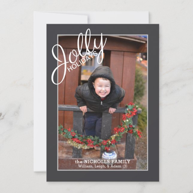 Jolly Holidays Pattern Single Photo Holiday  Card (Front)