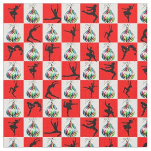 JOLLY HOLLY BALLERINA CHRISTMAS DESIGN FABRIC