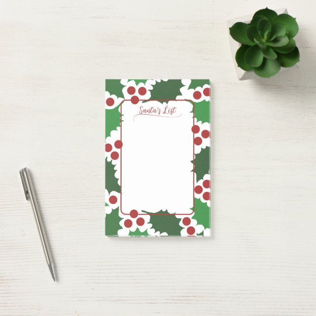 Jolly Holly & Berries Holiday 4 x 6  Post-it Notes (Office)