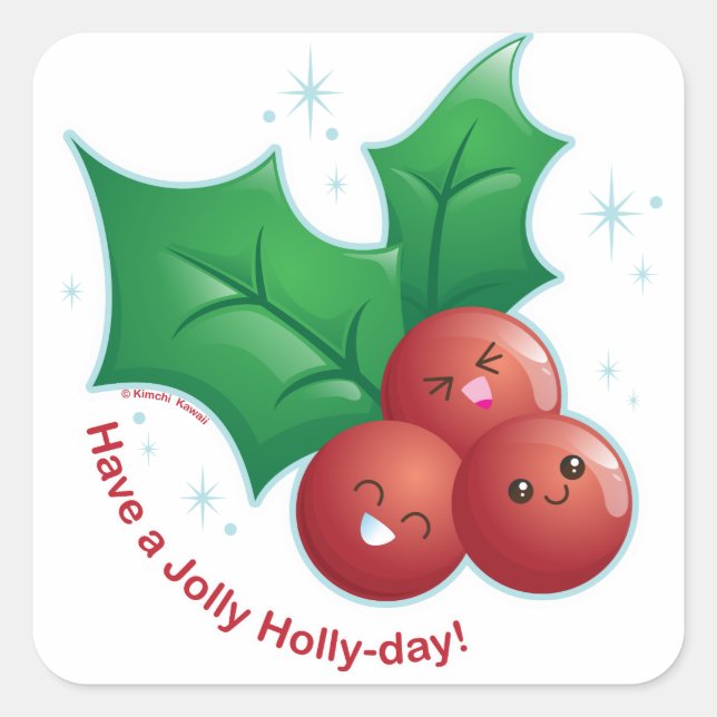 Jolly Holly Square Sticker (Front)