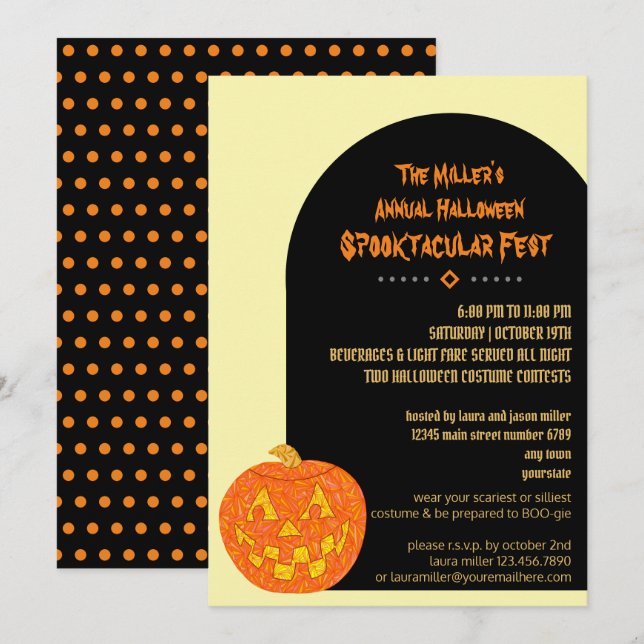 Jolly Jack O Lantern Cool Kids Or Adults Party Invitation (Front/Back)
