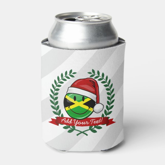 Jolly Jamaican Flag Christmas Style Can Cooler (Can Front)