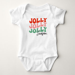 Jolly Jolly Jolly Season  Retro Holiday Typography Baby Bodysuit
