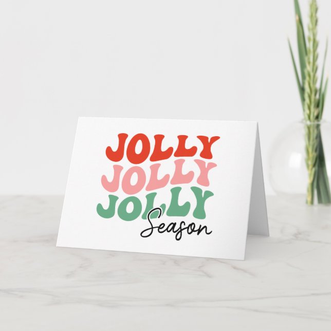 Jolly Jolly Jolly Season  Retro Holiday Typography Card (Front)