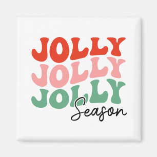Jolly Jolly Jolly Season Retro Holiday Typography Magnet