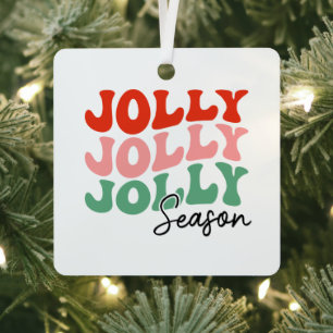 Jolly Jolly Jolly Season Retro Holiday Typography Metal Tree Decoration