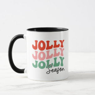 Jolly Jolly Jolly Season  Retro Holiday Typography Mug