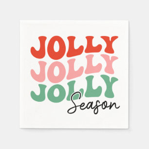 Jolly Jolly Jolly Season  Retro Holiday Typography Napkin
