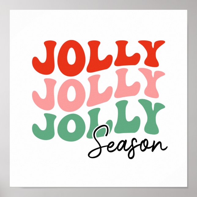 Jolly Jolly Jolly Season  Retro Holiday Typography Poster (Front)